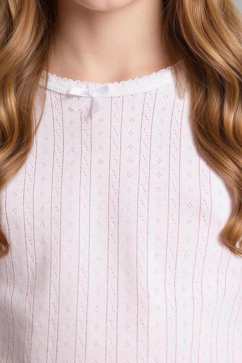 DeFacto White Girl Girl Cotton Crew Neck Top Casual - Image 4
